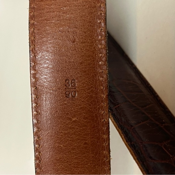 Polo Ralph Lauren Men’s Croc Embossed Leather  Brown Belt 36 - Picture 5 of 9